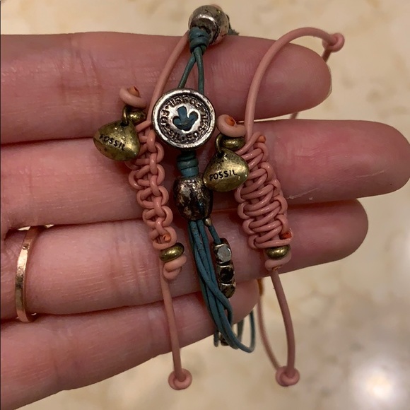 Set of 3 Fossil Leather Wrap Bracelets - Picture 2 of 2